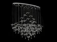 NEWPORT 8200 8220/140 С oval chrome , Люстра, Chrome polished Сlear glass + Silver glass L140*40*H150 cm GU4 20*5W (Возможна замена на белое основание по запросу.)