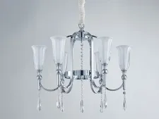 NEWPORT 4800 4806/C chrome , Люстра, Chrome Clear crystal Matt white glass D55*H35/90 cm E14 6*40W