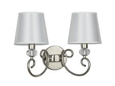 NEWPORT 1200 1202/A nickel , Бра , Nickel White shade Clear crystal L42*H29*SP25 cm E14 2*40W