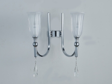 NEWPORT 4800 4802/A chrome , Бра, Chrome Clear crystal Matt white glass L35,5*H37,5*Sp20 cm E14 2*40W